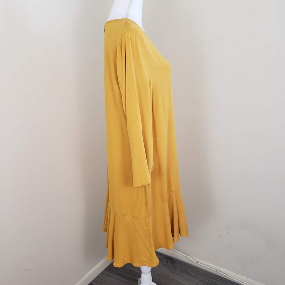JustFab Flounce Hem Shift Dress Yellow Size XXL - Picture 6 of 11